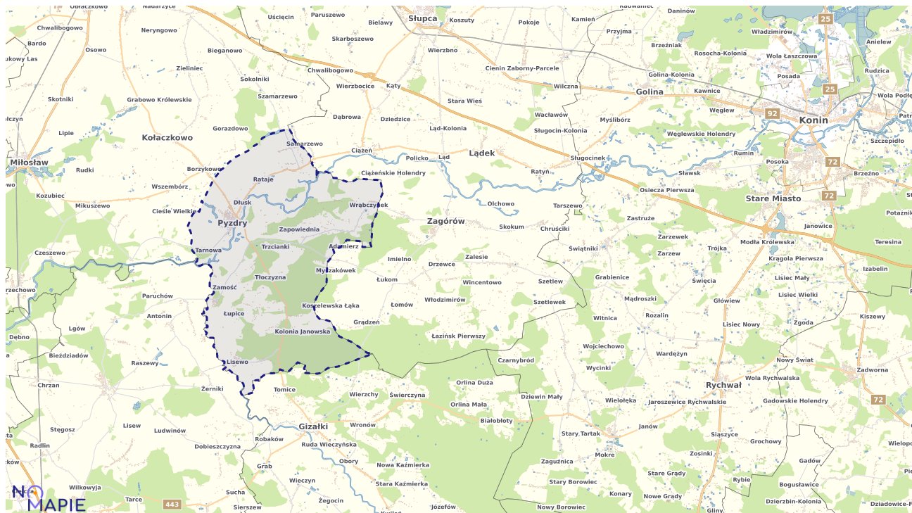 Mapa obszarów ochrony przyrody Pyzdr