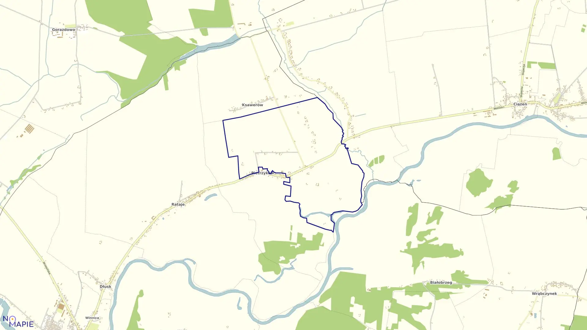 Mapa obrębu PIETRZYKÓW KOLONIA w gminie Pyzdry