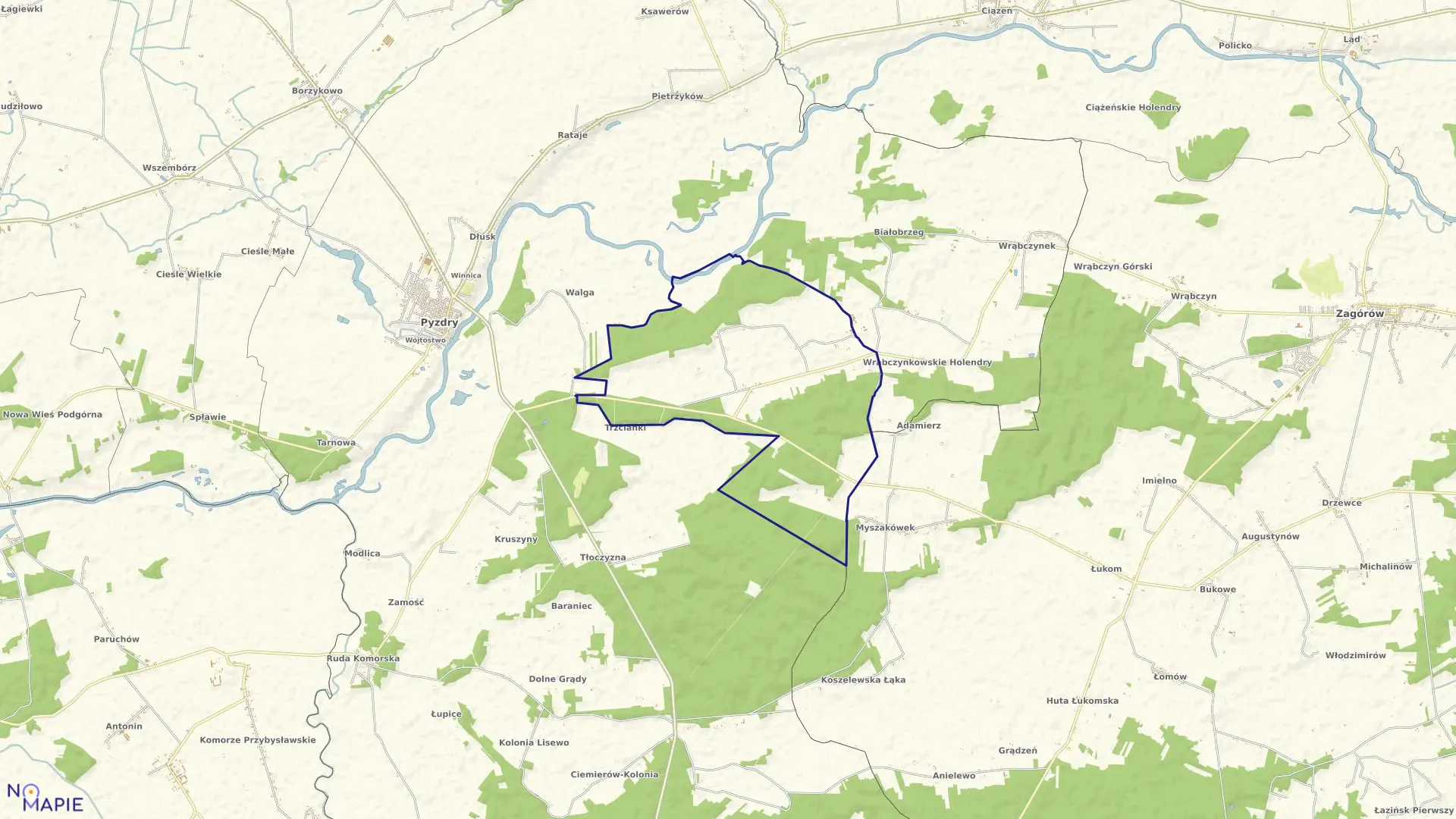 Mapa obrębu ZAPOWIEDNIA w gminie Pyzdry